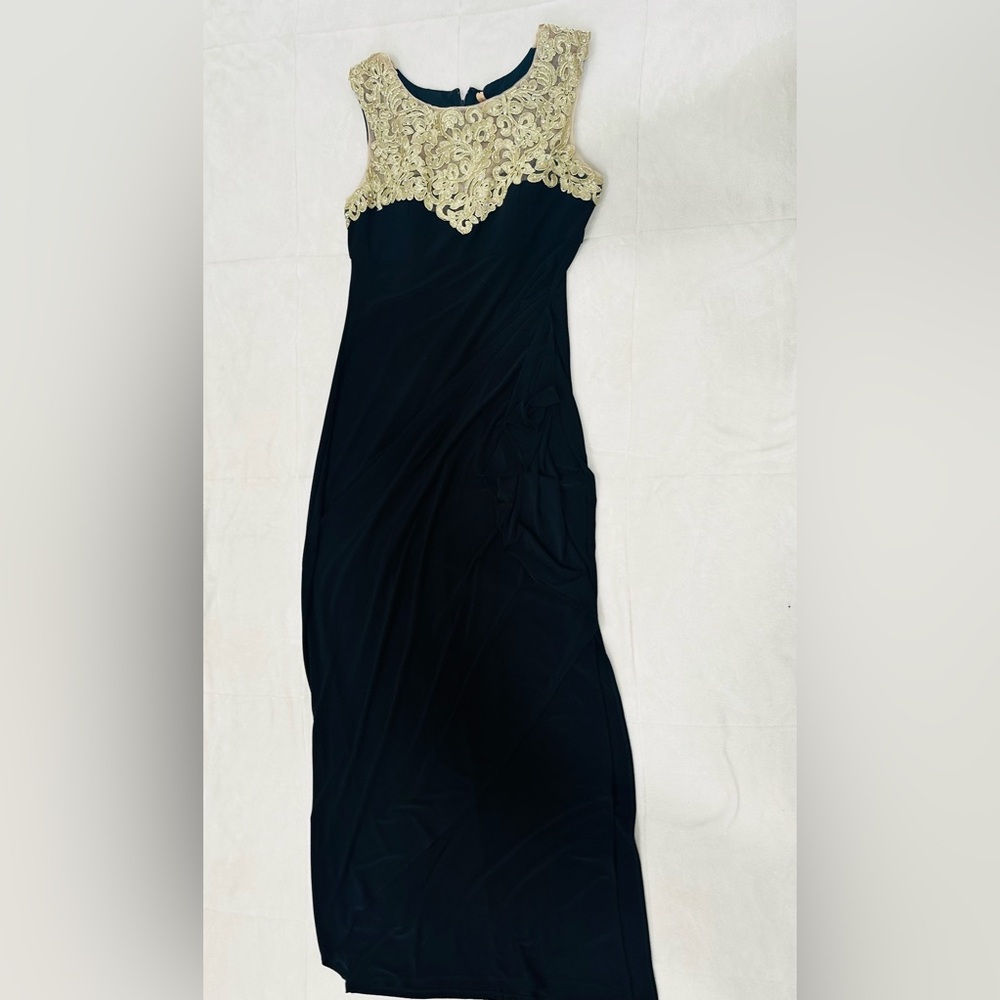 Black Dress with Gold Accents
